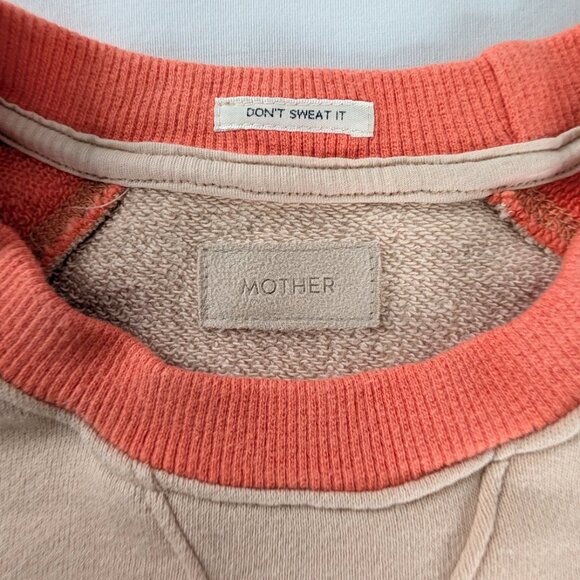 MOTHER The Boost Crop Salmon Beige Sweatshirt NEW - Picture 5 of 8